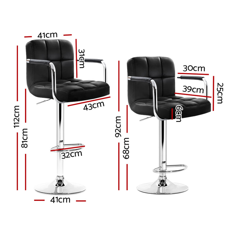 Artiss 2x Gas Lift Swivel Bar Stools - Black