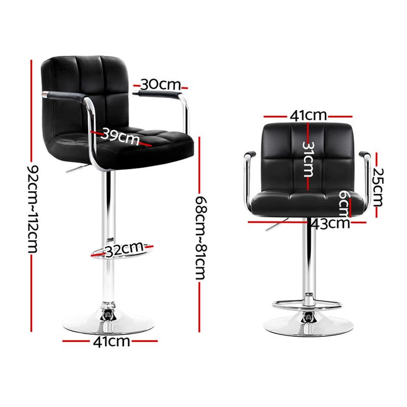 Artiss 4x Bar Stools Kitchen Swivel Bar Stool Leather Gas Lift Chairs