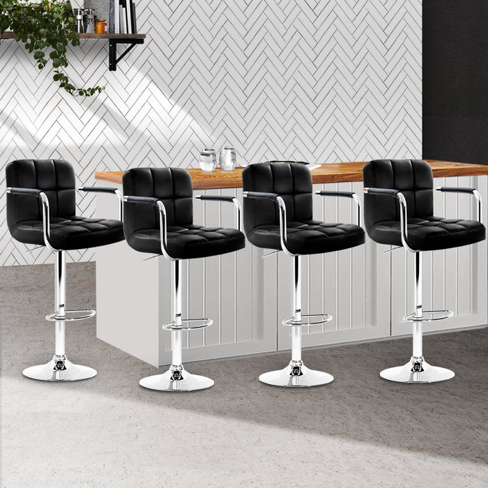 Artiss 4x Bar Stools Kitchen Swivel Bar Stool Leather Gas Lift Chairs