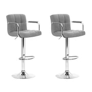 Artiss 2x Swivel Gas Lift Bar Stools - Grey