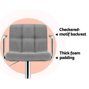 Artiss 2x Swivel Gas Lift Bar Stools - Grey