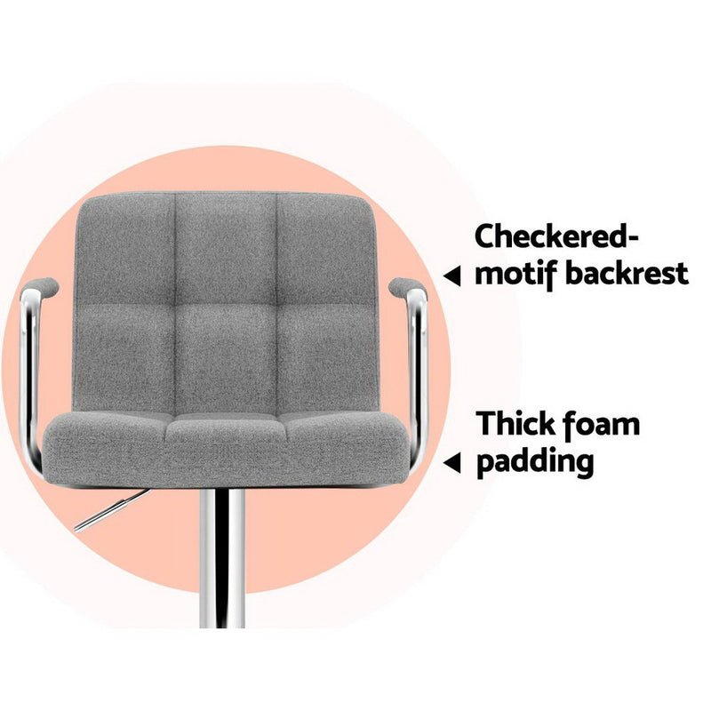 Artiss 2x Swivel Gas Lift Bar Stools - Grey