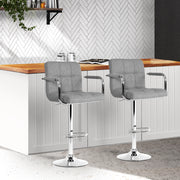 Artiss 2x Swivel Gas Lift Bar Stools - Grey