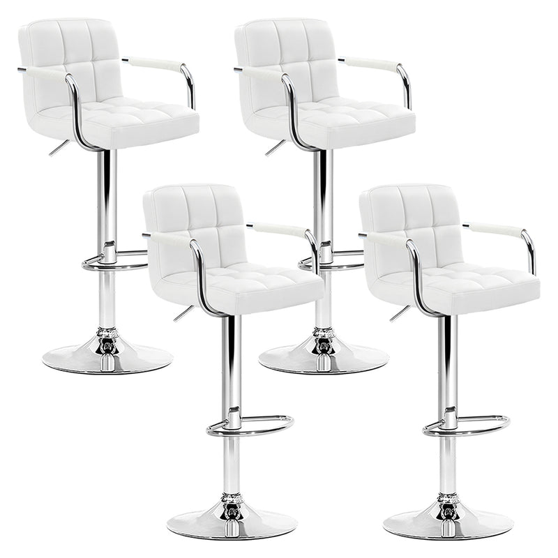 Artiss 4x Bar Stools Kitchen Swivel Bar Stool Leather Gas Lift Chairs White