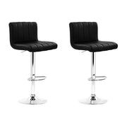 Artiss Set of 2 Pu Leather Bar Stools Kitchen Chair Gas Lift Swivel Bar Stool Black Lana