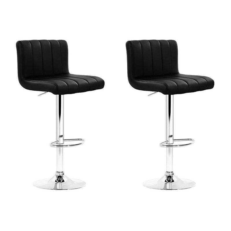 Artiss Set of 2 Pu Leather Bar Stools Kitchen Chair Gas Lift Swivel Bar Stool Black Lana