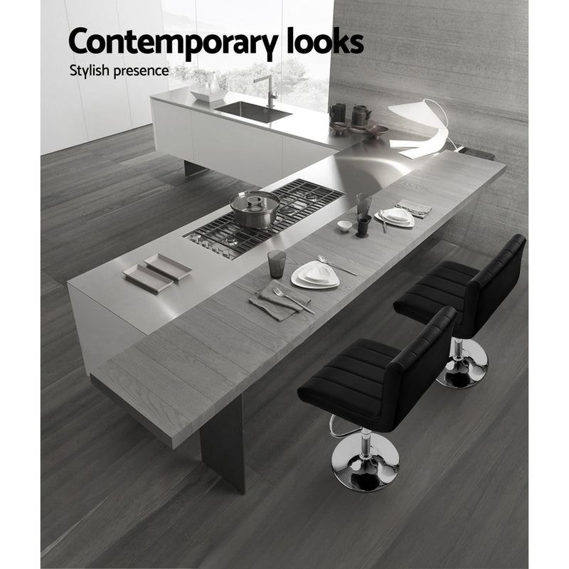 Artiss Set of Pu Leather Bar Stools Kitchen Chair Bar Stool Gas Lift Swivel