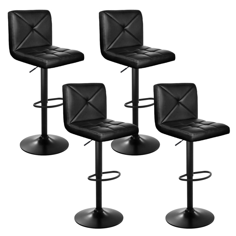 Artiss Set of 4 Bar Stools Pu Leather Chrome Kitchen Cafe Bar Stool Chair Gas Lift Black