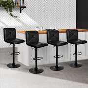 Artiss Set of 4 Bar Stools Pu Leather Chrome Kitchen Cafe Bar Stool Chair Gas Lift Black