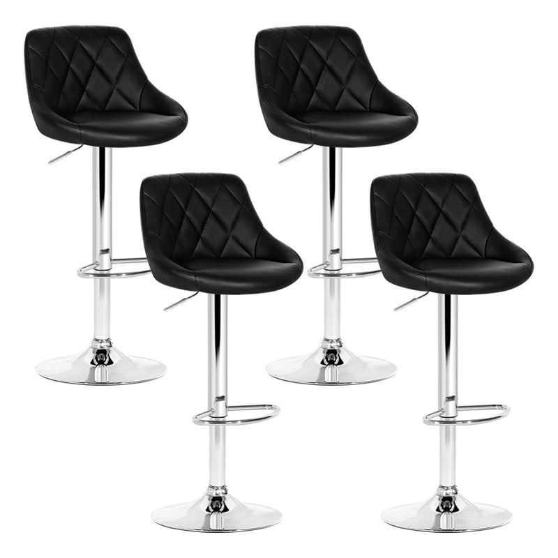 Artiss Set of 4 Bar Stools PU Leather Diamond Style Black