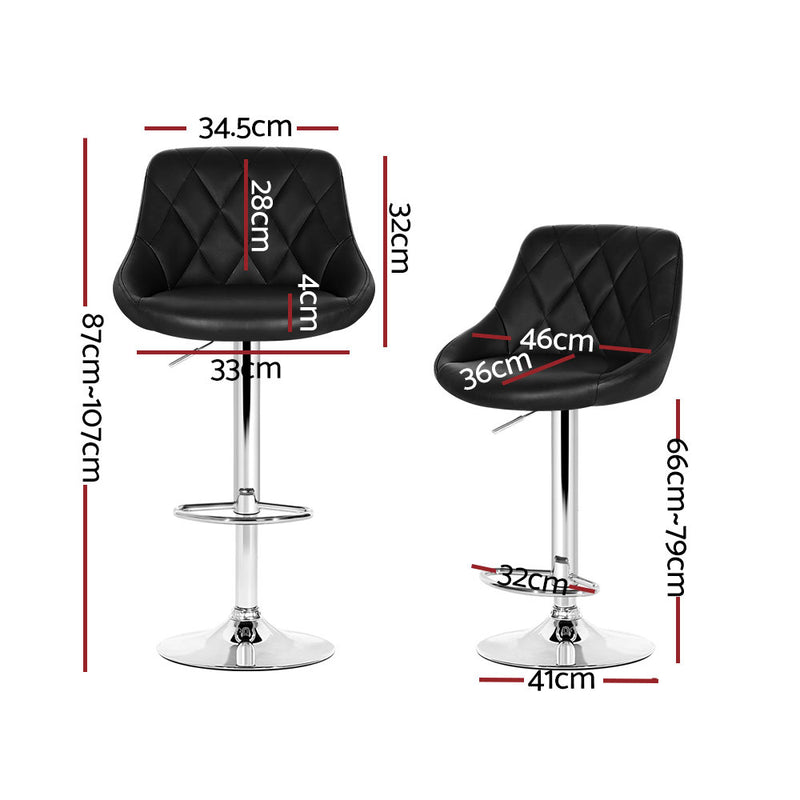 Artiss Set of 4 Bar Stools PU Leather Diamond Style