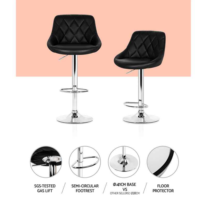 Artiss Set of 4 Bar Stools PU Leather Diamond Style