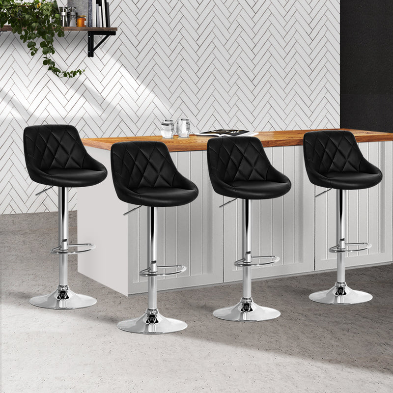 Artiss Set of 4 Bar Stools PU Leather Diamond Style