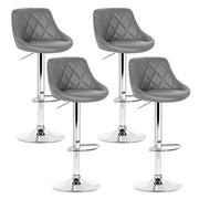 Artiss Set of 4 Bar Stools PU Leather Diamond Style Grey