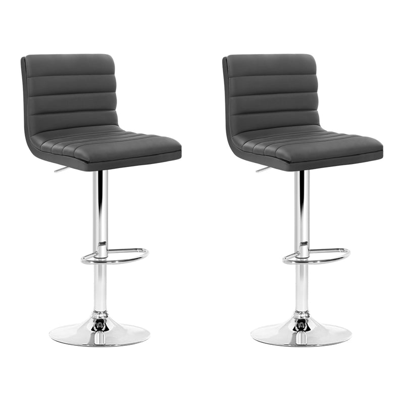 Artiss Set of 2 Pu Leather Bar Stools Kitchen Chair Gas Lift Swivel Bar Stool Grey Arne
