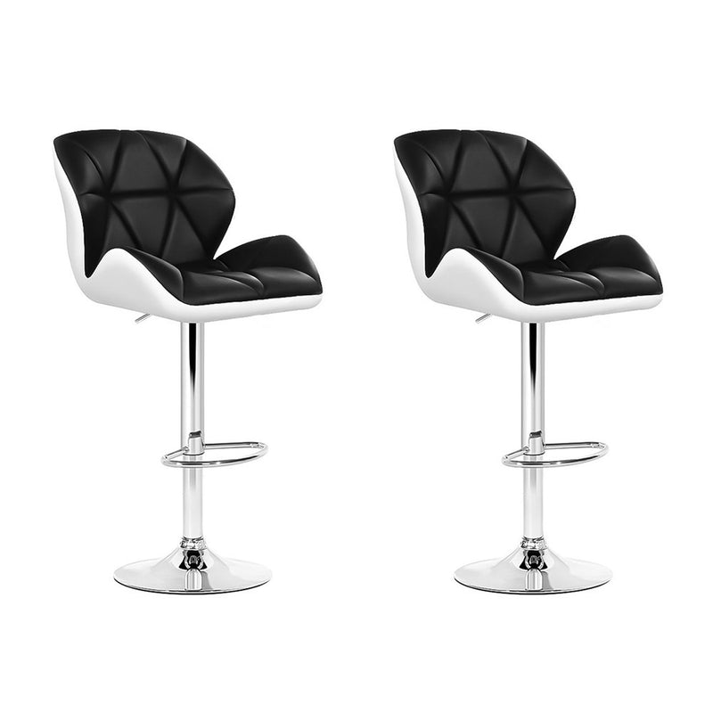 Artiss 2x Kitchen Bar Stools Swivel Bar Stool Chairs Leather Gas Lift Black