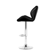 Artiss Sett of 2 Bar Stools Gas Lift Kitchen Swivel Chairs Pu Leather Chrome Black
