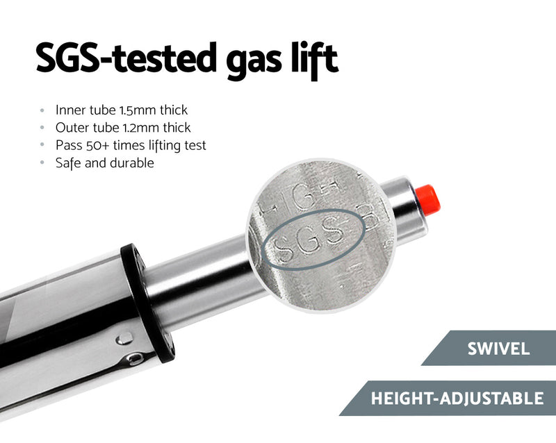 Artiss Sett of 2 Bar Stools Gas Lift Kitchen Swivel Chairs Pu Leather Chrome Black