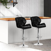 Artiss Sett of 2 Bar Stools Gas Lift Kitchen Swivel Chairs Pu Leather Chrome Black