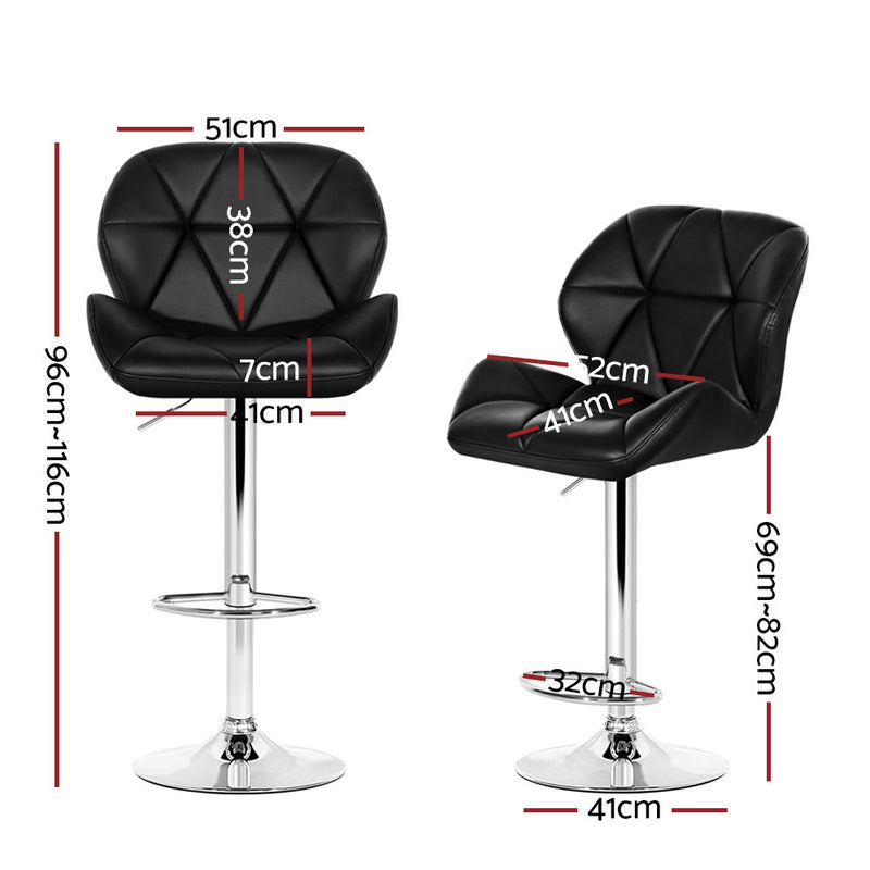 Artiss Set of 4 Kitchen PU Leather Gas Lift Bar Stools