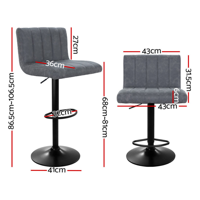 Artiss Set of 2 Kitchen Bar Stools Swivel Vintage Bar Stool Pu Leather Gas Lift Chairs