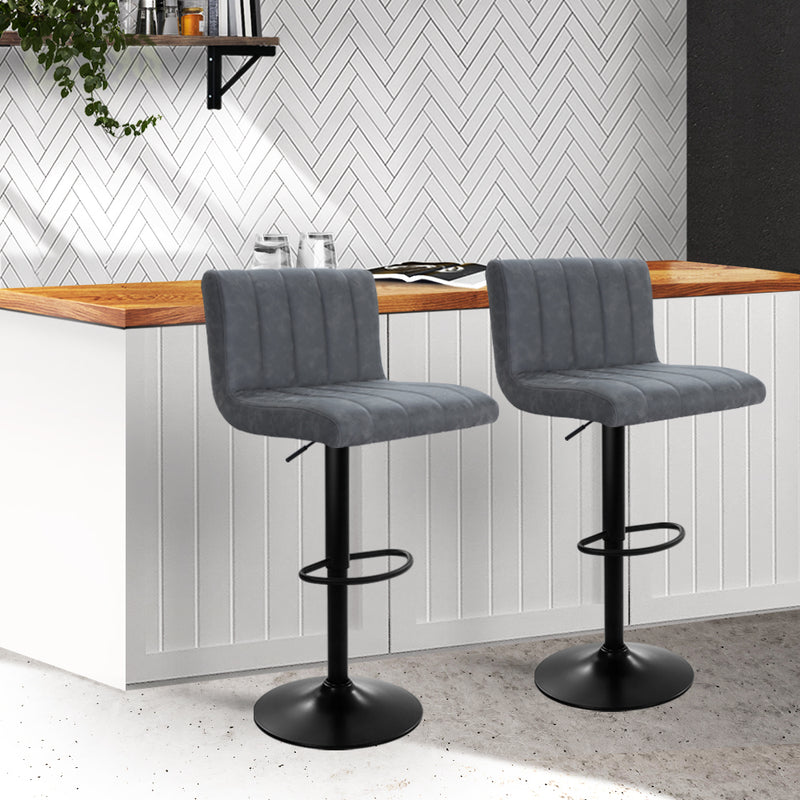 Artiss Set of 2 Kitchen Bar Stools Swivel Vintage Bar Stool Pu Leather Gas Lift Chairs