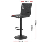 Artiss 2x Kitchen Bar Stools Gas Lift Bar Stool Chairs Swivel Vintage Leather Grey Black Coated Legs