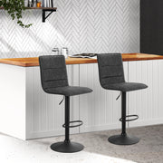 Artiss 2x Kitchen Bar Stools Gas Lift Bar Stool Chairs Swivel Vintage Leather Grey Black Coated Legs