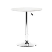 Artiss Adjustable Bar Table Gas Lift Wood Metal White