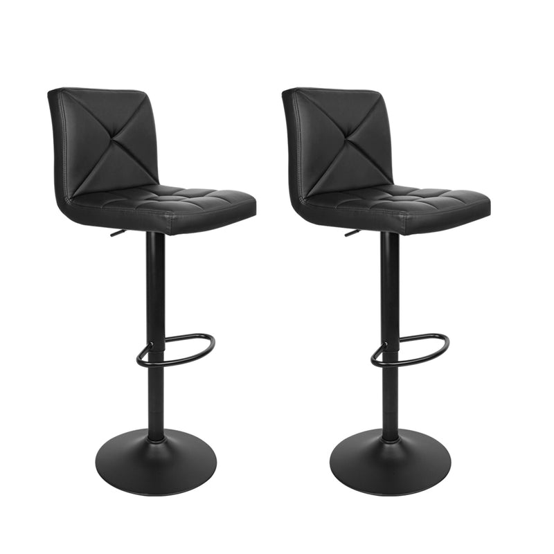 Artiss Set of 2 Pu Leather Gas Lift Bar Stools - Black