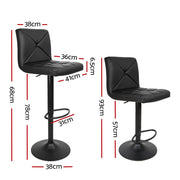 Artiss Set of 2 Pu Leather Gas Lift Bar Stools - Black
