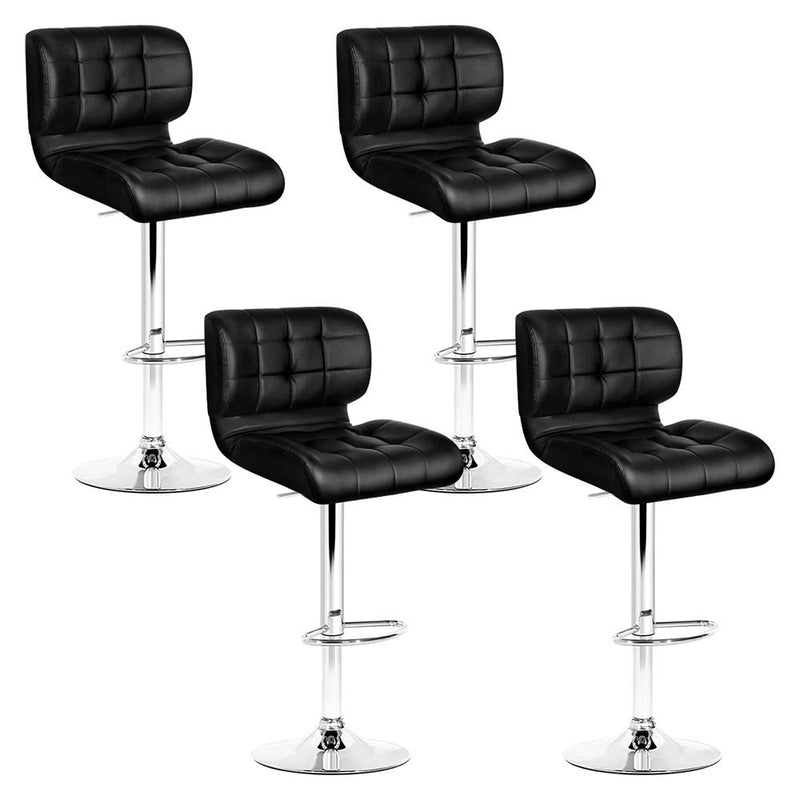 Artiss 4x Bar Stools Pu Leather Chrome Kitchen Bar Stool Chairs Gas Lift Black