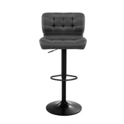 Artiss Set of 2 Kitchen Bar Stools Gas Lift Bar Stool Chairs Swivel Pu Leather Black Grey