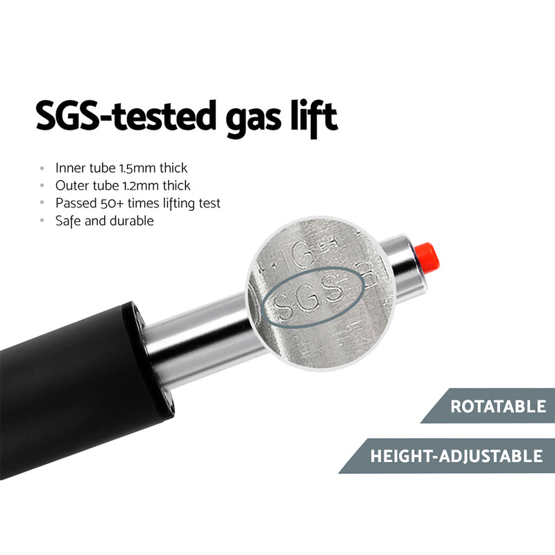 Artiss Set of 2 Kitchen Bar Stools Gas Lift Bar Stool Chairs Swivel Pu Leather Black Grey