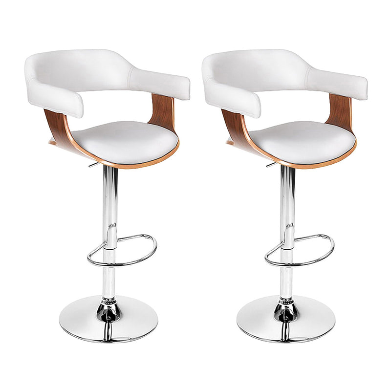Artiss Set of 2 Wooden Bar Stools Selina Kitchen Swivel Bar Stool Chairs Leather