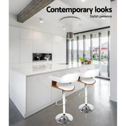 Artiss Set of 2 Wooden Bar Stools Selina Kitchen Swivel Bar Stool Chairs Leather