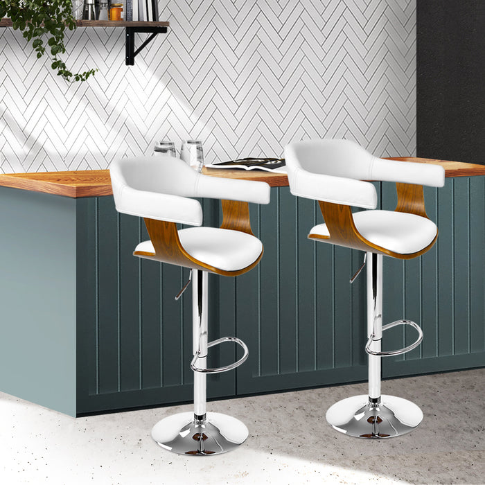 Artiss Set of 2 Wooden Bar Stools Selina Kitchen Swivel Bar Stool Chairs Leather