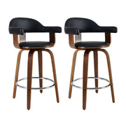 Artiss 2x Bar Stools Wooden Swivel Bar Stool Kitchen Dining Chair Wood Grey Black