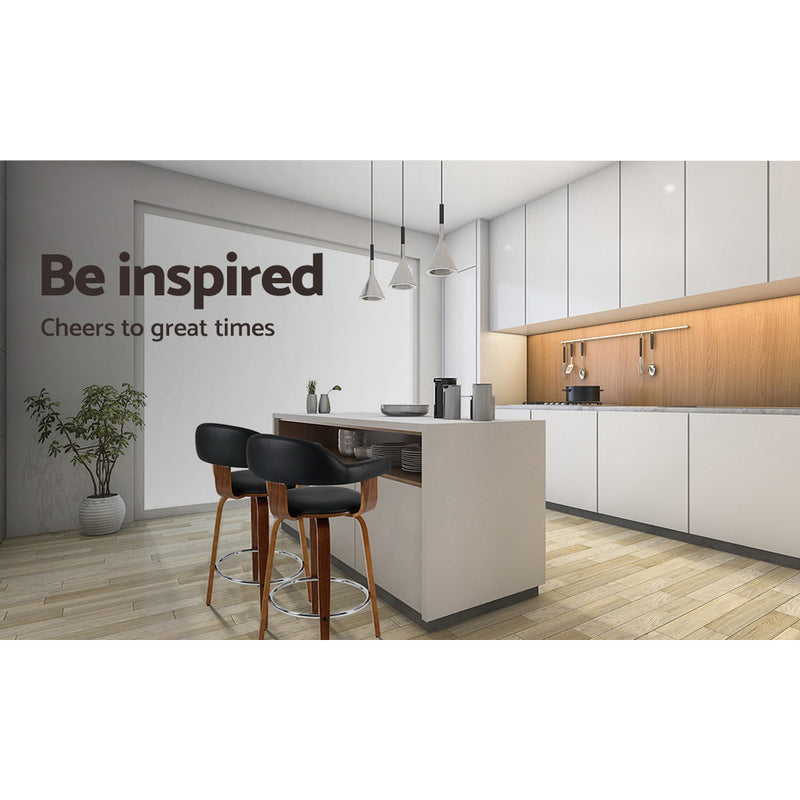 Artiss 2x Bar Stools Wooden Swivel Bar Stool Kitchen Dining Chair Wood Grey