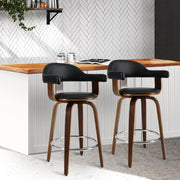 Artiss 2x Bar Stools Wooden Swivel Bar Stool Kitchen Dining Chair Wood Grey