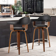 Artiss 2x Bar Stools Wooden Swivel Bar Stool Kitchen Dining Chair Wood Grey