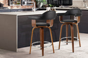 Artiss 2x Bar Stools Wooden Swivel Bar Stool Kitchen Dining Chair Wood Grey