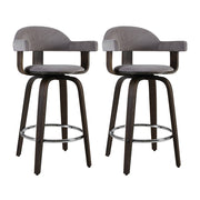 Artiss 2x Bar Stools Wooden Swivel Bar Stool Kitchen Dining Chair Wood Grey