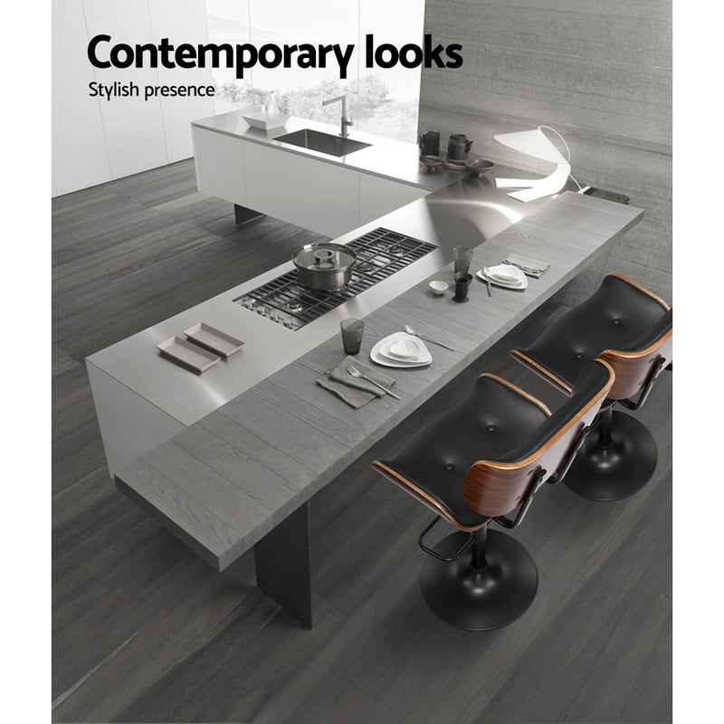 Artiss Kitchen Bar Stool Gas Lift Stool Chairs Swivel Barstool Pu Leather Black X1