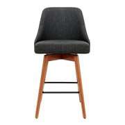 Artiss 2x Wooden Bar Stools Swivel Bar Stool Kitchen Cafe Fabric Charcoal