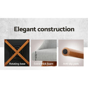 Artiss Set of 2 Wooden Bar Stools Swivel Bar Stool Kitchen Cafe Fabric Light Grey