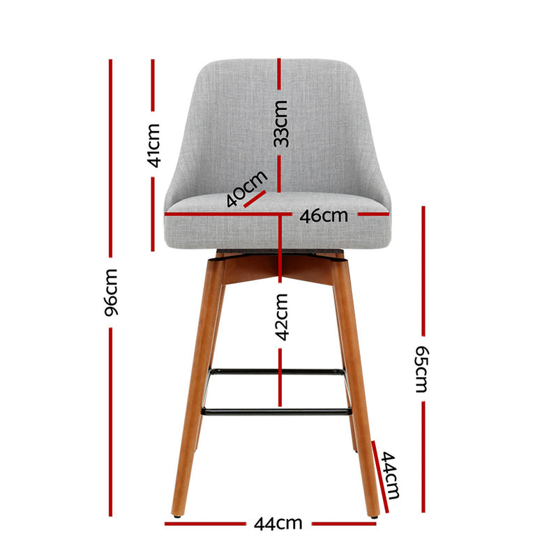 Artiss Set of 4 Wooden Fabric Bar Stools Square Footrest