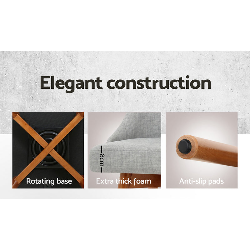 Artiss Set of 4 Wooden Fabric Bar Stools Square Footrest