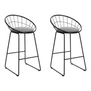 Artiss 2x Nordic Bar Stools Metallic Bar Stool Kitchen Fabric Grey Black