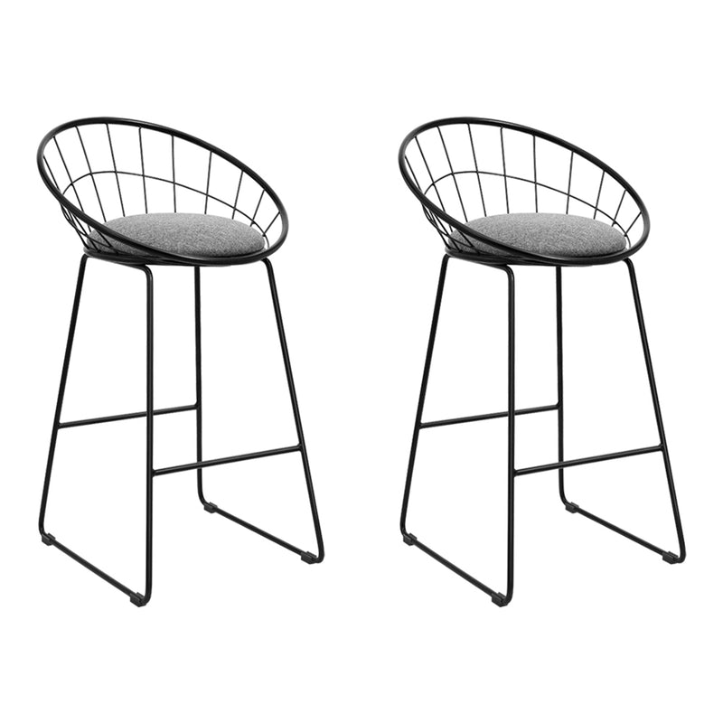 Artiss 2x Nordic Bar Stools Metallic Bar Stool Kitchen Fabric Grey Black
